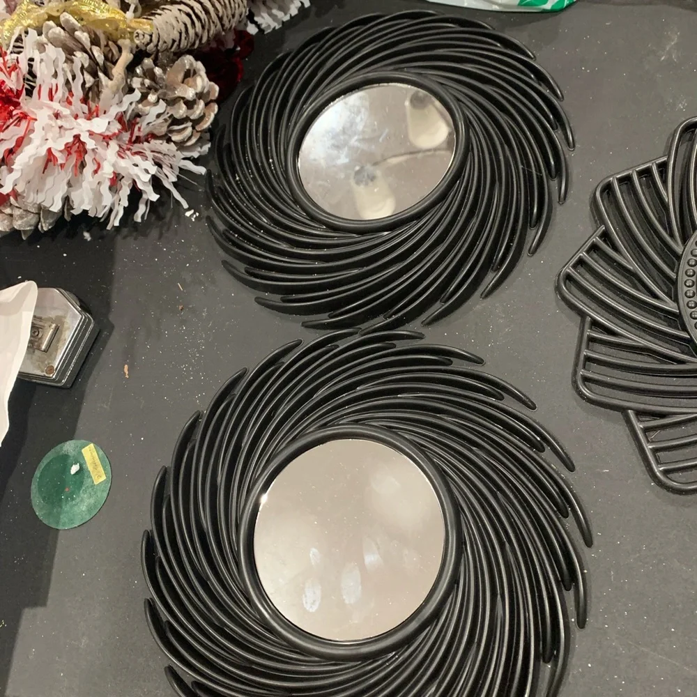 Black Swirl Wall Mirror Set